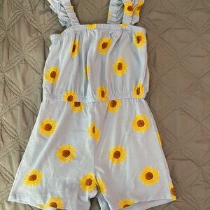 Old Navy Kids Sunflower Print Romper - Light Blue and Yellow
